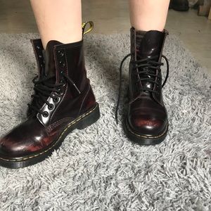 Maroon Dr Martens Boots